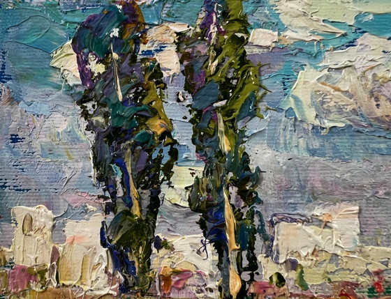 Original Oil Painting Summer Field Landscape Heat Outside The City – Paintings & Drawings, Canvas (photo 7 of 8)
