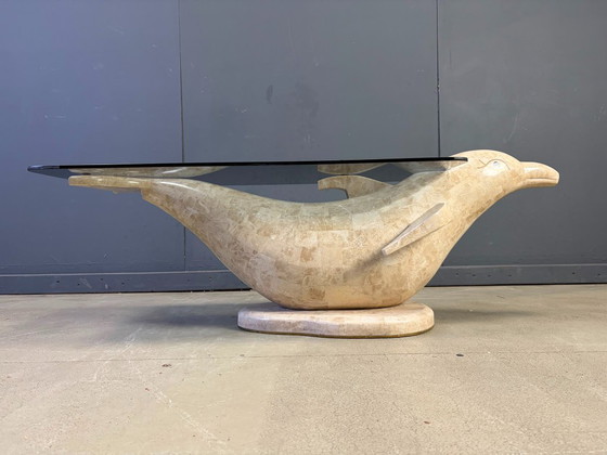 Vintage Dolphin coffee table by Maitland Smith, 1980s – Glass, Stone (photo 4 of 13)