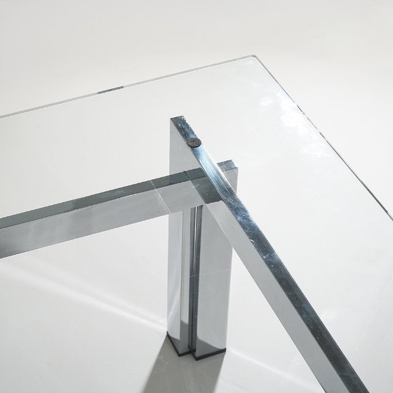 Quadratischer Couchtisch aus Glas und Stahl, 1970er Jahre – Esstische, Metal (photo 10 of 11)