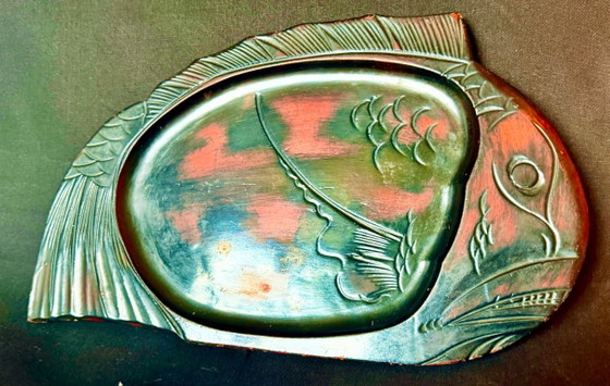 Vassoio Chinoiserie a forma di pesce, Accessori da tavola, Legno, Arancione (foto 3 di 8)