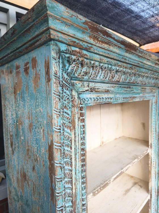 Image 1 of Bibliothèque indienne gravée sur bois