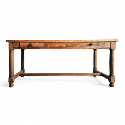 Massief eiken Franse boerderij Eettafel / bureau / jaren 1900