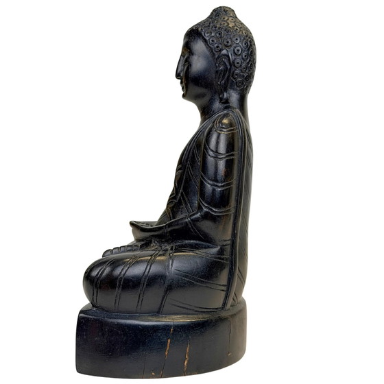 Buda de madera de Sri Lanka en Dhyana Mudra – Mediados del siglo XX – Lote 757 – Esculturas (photo 5 of 8)