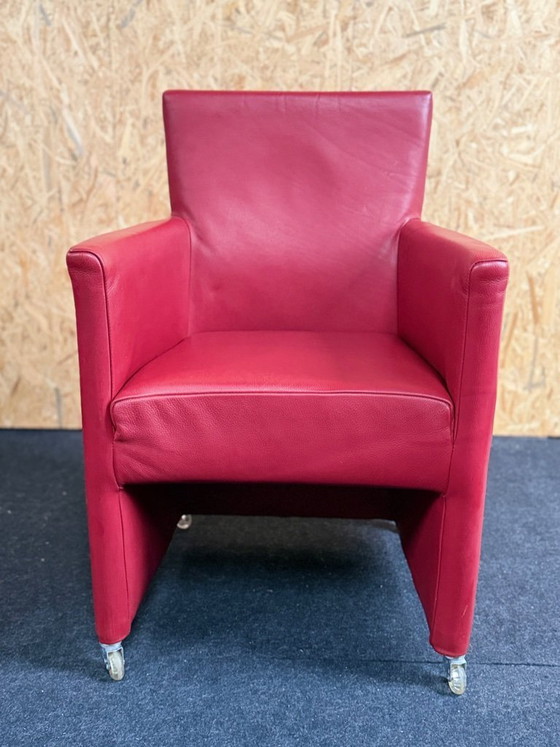 Image 1 of 4 x leren eetkamerstoelen van Bert Plantagie