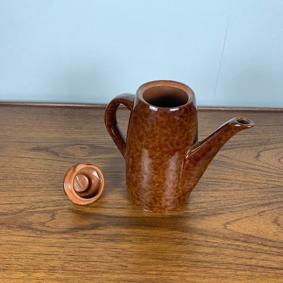 Image 1 of Ceramic Teapot / Coffee Pot, "Leopard-Tortoiseshell" Finish, 1960-70