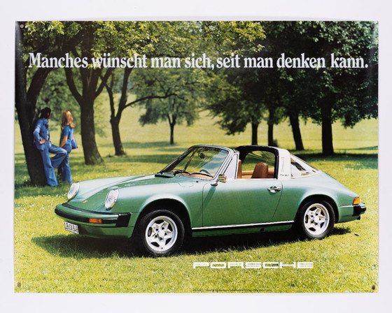 Image 1 of Porsche – Manches Wünscht Man Sich, Seit Man Denken Kann. – 1970s – Original Vintage Advertising Poster – Vintage – 76x102 cm