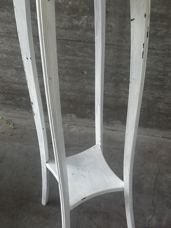 Selletta Antica in Legno Verniciato Bianco – H 110 Cm – Porta piante, Wood (photo 8 of 9)