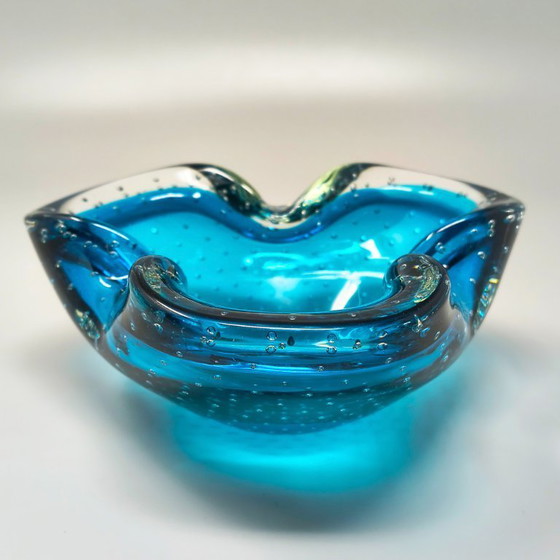 Image 1 of Cendrier ou vide-poches rose style milieu du siècle, années 1960, en verre de Murano Bullicante, par Flavio Poli.