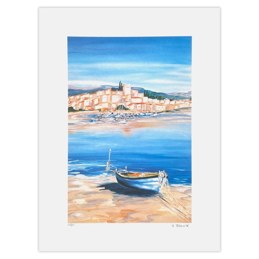 Anne-Marie Briante Litografía firmada La Barque II 1990 – lithos zeefdrukken, Paper