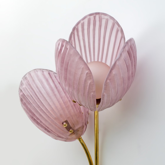 Image 1 of Coppia di applique Tulipani in vetro di Murano e ottone
