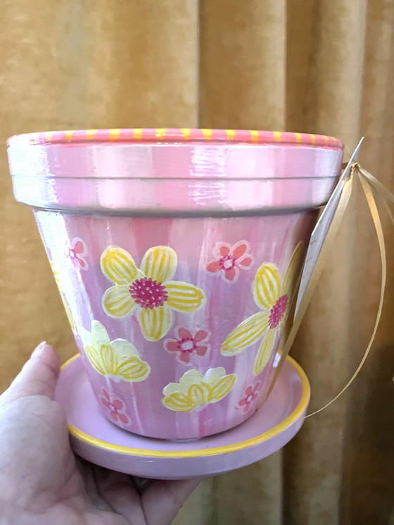 Image 1 of Vaso + piattino dipinti a mano