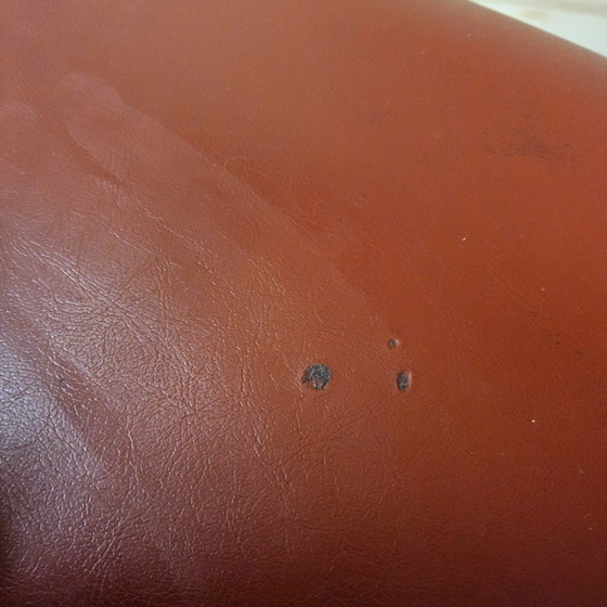 Image 1 of Set of 2 Vintage red leatherette and chrome design chairs with armrests (1950s / 1950s)