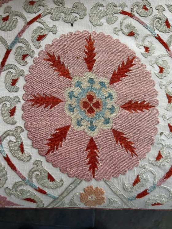 Unique Coffee Table with Authentic Uzbek Suzani Upholstery – Wood (photo 5 of 5)
