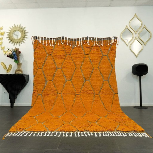 Tapis berbère - 292 cm x 203 cm - laine orange
