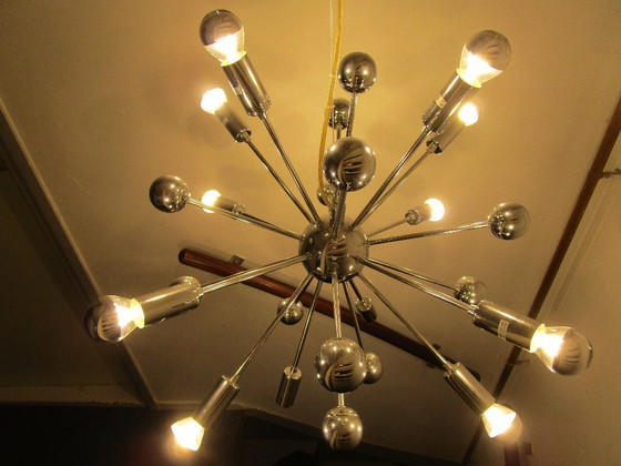 Image 1 of Sputniklamp Spoetniklamp Vintage Space Age 12 reflector lampjes.