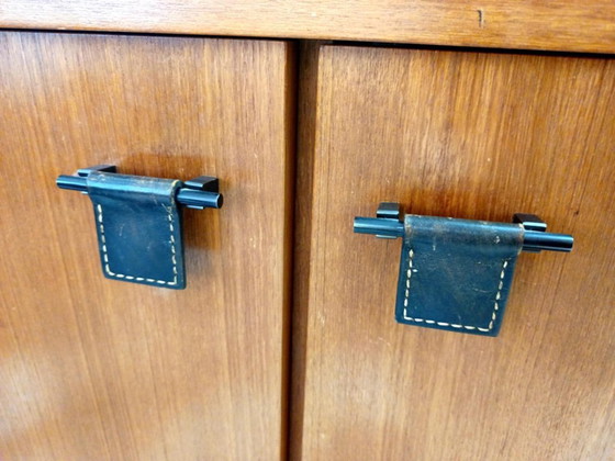 Image 1 of Teakhouten en leren dressoir van Malora, 1955