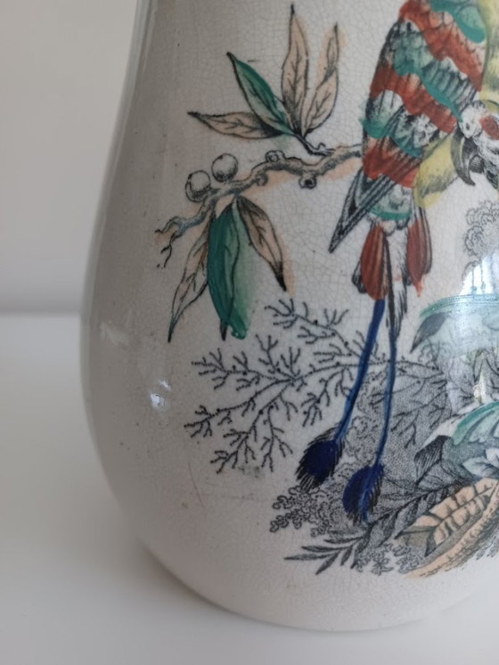 Image 1 of Vintage ceramic jug with hand-painted bird decoration - Southern European