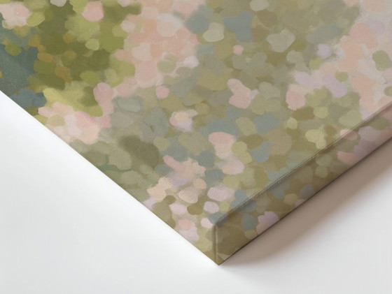 Image 1 of Zonlicht door groen gebladerte, reproductie op canvas, 80x80 cm, Sandra Kolondam