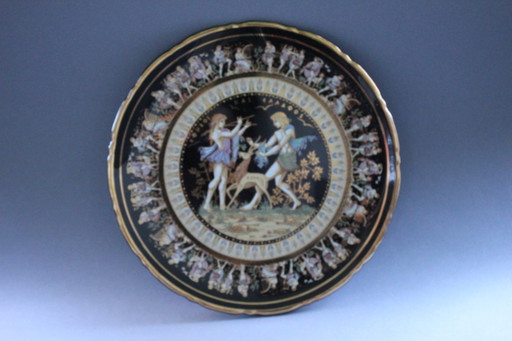Wall plate with 24-karat gold painting, handmade by Ibiscus Keramik Greece
