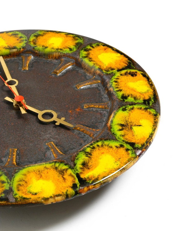 Image 1 of Bellissimo grande orologio da parete in ceramica Fat Lava di Kienzle del 1960