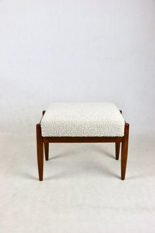 Pouf in bouclé crema di Edmund Homa, anni '70