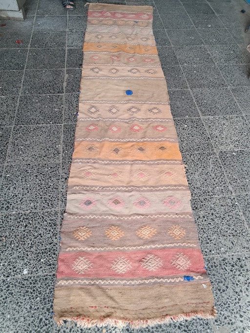 Kilim turco tessuto a mano 280x61 cm