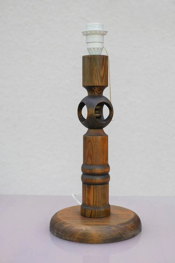 Image 1 of Large pine table lamp by Uno & Östen Kristiansson for Luxus, Sweden