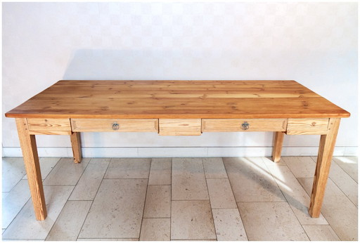 Farmhouse table, draper's table, solid wood, mid-20th century, restored