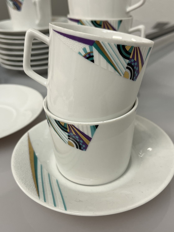 Image 1 of Set Of 12X Cup And Saucer Seltmann Weiden, Bavaria, W. Germany, Memphis Decor