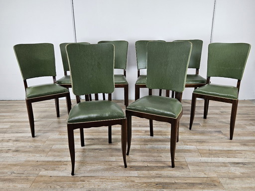 Set of 8 Art Decò oak dining chairs, 1950