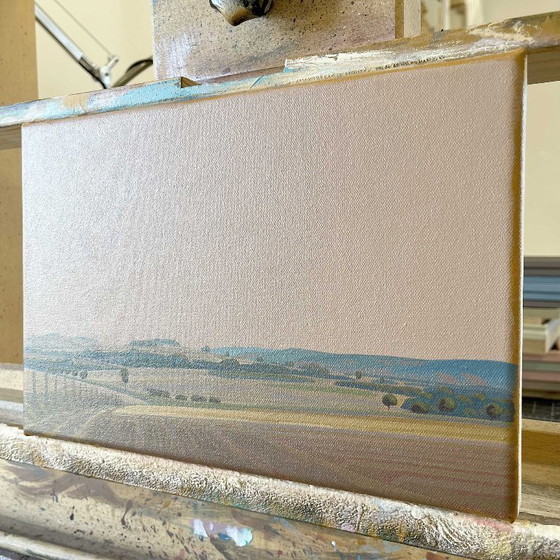 Image 1 of Flowing Fields, unique painting, hand-painted one-of-a-kind piece, 30 x 20 cm, acrylic paint on canvas