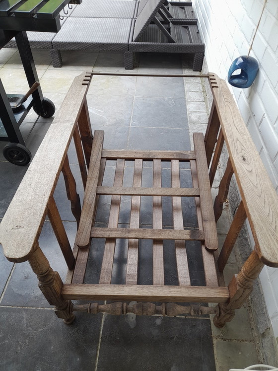 Image 1 of Vintage tuinstoel in hout met kussens
