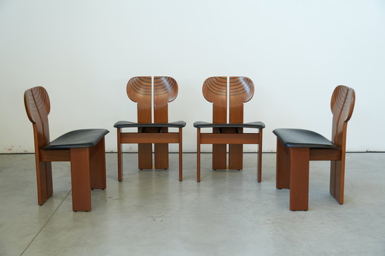 Image 1 of Afra & Tobia Scarpa ‘Africa’ Dining Chair – Walnut & Leather, 1975