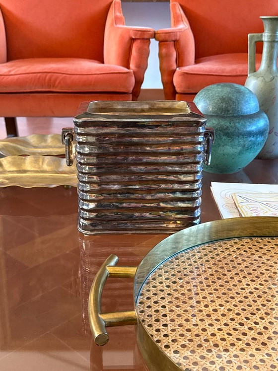 Cubiteras Mid-century Modern bañada en plata, Italia años 40, Jarrones, Metal, Plateado (foto 3 de 13)
