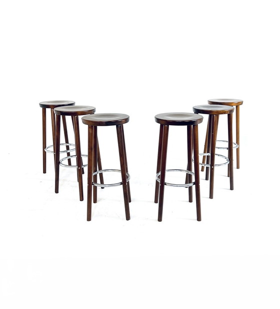 Image 1 of 6x sgabelli da bar brutalisti anni '70