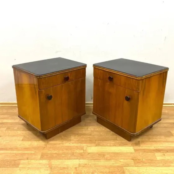 Image 1 of Set di 2 comodini retrò, legno impiallacciato, anni '60