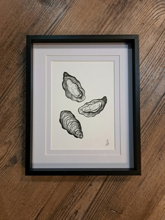 Image 1 of Illustration Oysters Handmade | Framed