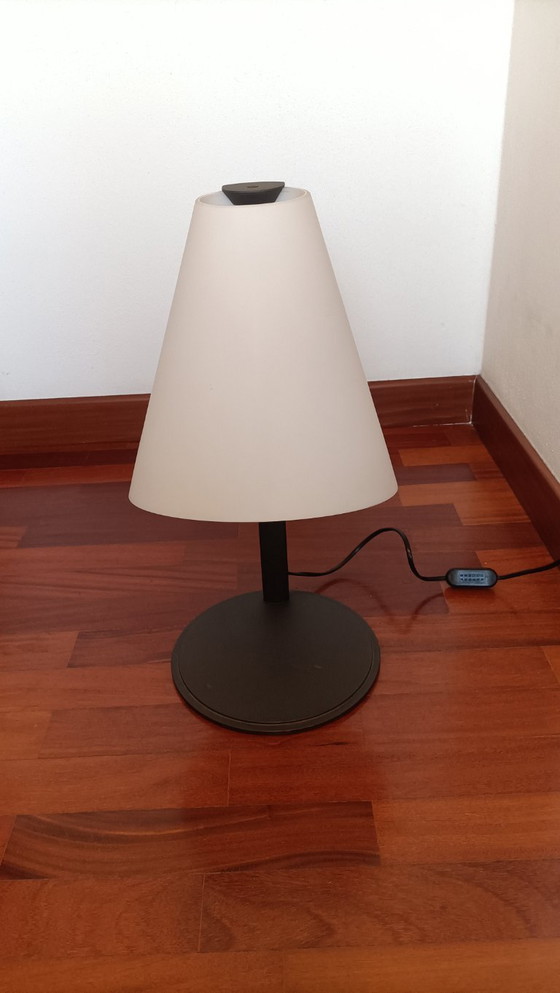 Image 1 of Deux lampes de table Leucos Micene T46 et T68, conçues par les designers Noti Massari et Renato Toso, en métal peint.
