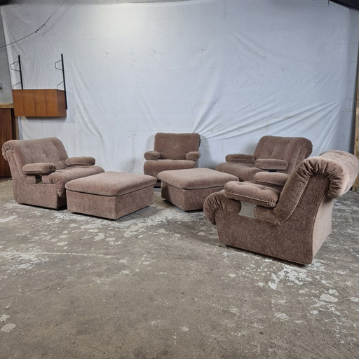 Vintage 70s 6-piece modular seating, sofas, element sofa