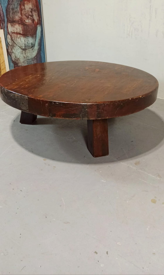 Image 1 of Vintage Wabi Sabi brutalist round coffee table 