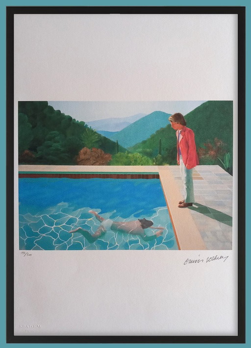 D. Hockney – Lithografie Portrait of an Artist – Ingelijst – lithos zeefdrukken, Paper