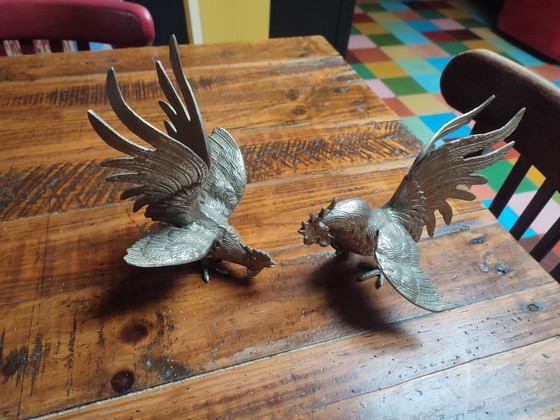 Image 1 of Coppia di galli in metallo argentato