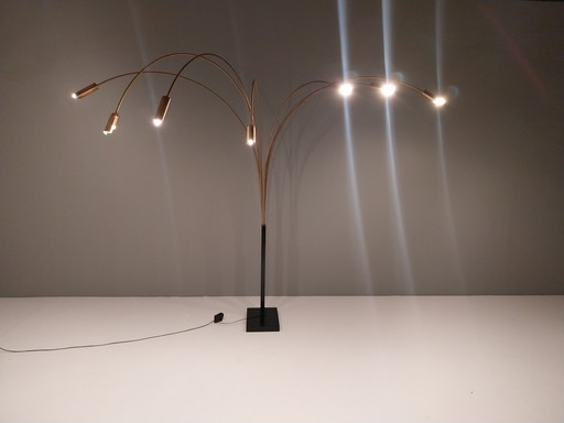 Imponente lampada ad arco italiana d'epoca con 7 bracci