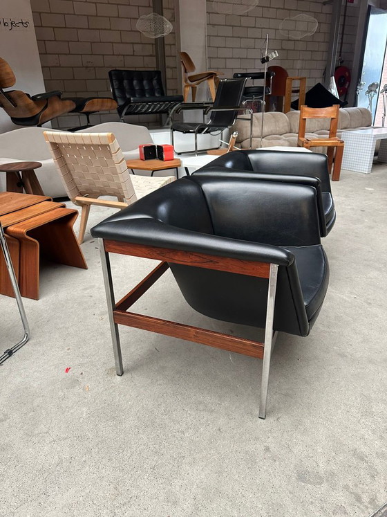 Poltrona lounge Artifort 040, Geoffrey Harcourt – Poltrone, Pelle, Legno (photo 5 of 9)