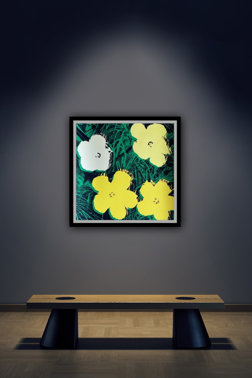 Andy Warhol: "Flores 4 veces amarillas, 1970". Gran formato. 
