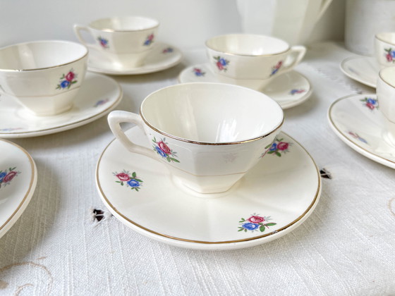 Image 1 of Service à Thé Vintage en Porcelaine Fleurie Digoin Sarreguemines