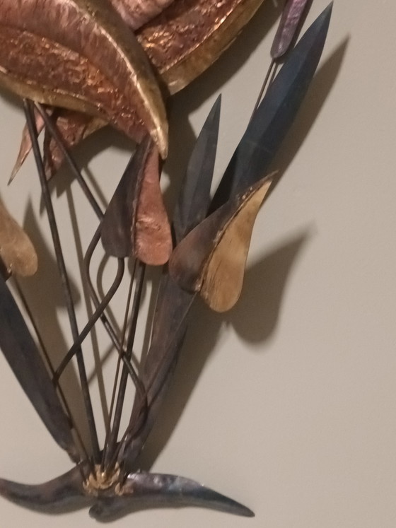 Image 1 of Decorazione murale vintage in rame con aironi