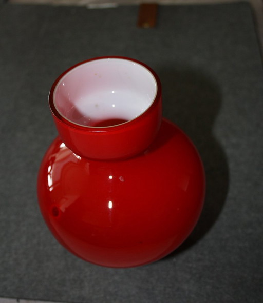 Vase 70er Jahre Rot /Weiß 70er Jahre ,Space Age,Seventies,Retro,