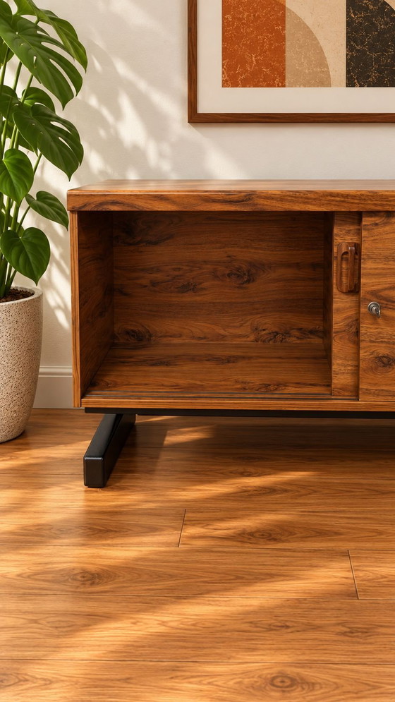 Enfilade MEX Mobelfabrik vintage design scandinave, Buffet bas, Métal, Bois, Noir (photo 8 sur 10)