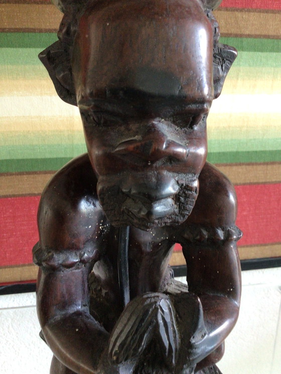Image 1 of Pied de lampe vintage tribal